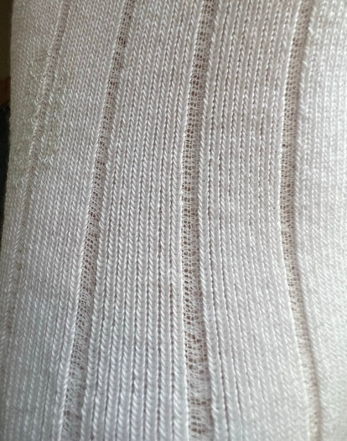 A pair of white, ribbed, lightweight organic egyptian cotton gym socks.  Made in Italy.